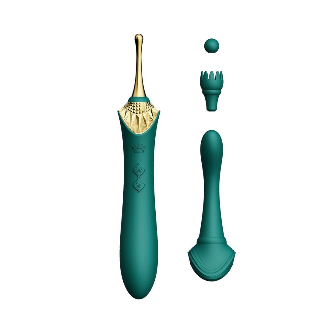 Вибратор влагалищно-клиторальный ZALO Bess Turquoise многофункциональный с насадками Green (SO6652)