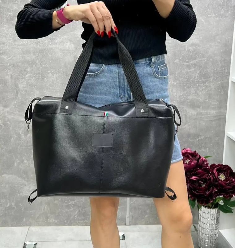 Сумка женская на плечо спортивная из экокожи дорожная большая Черный - фото 10 Сумка женская на плечо спортивная из экокожи дорожная большая Черный - фото 10