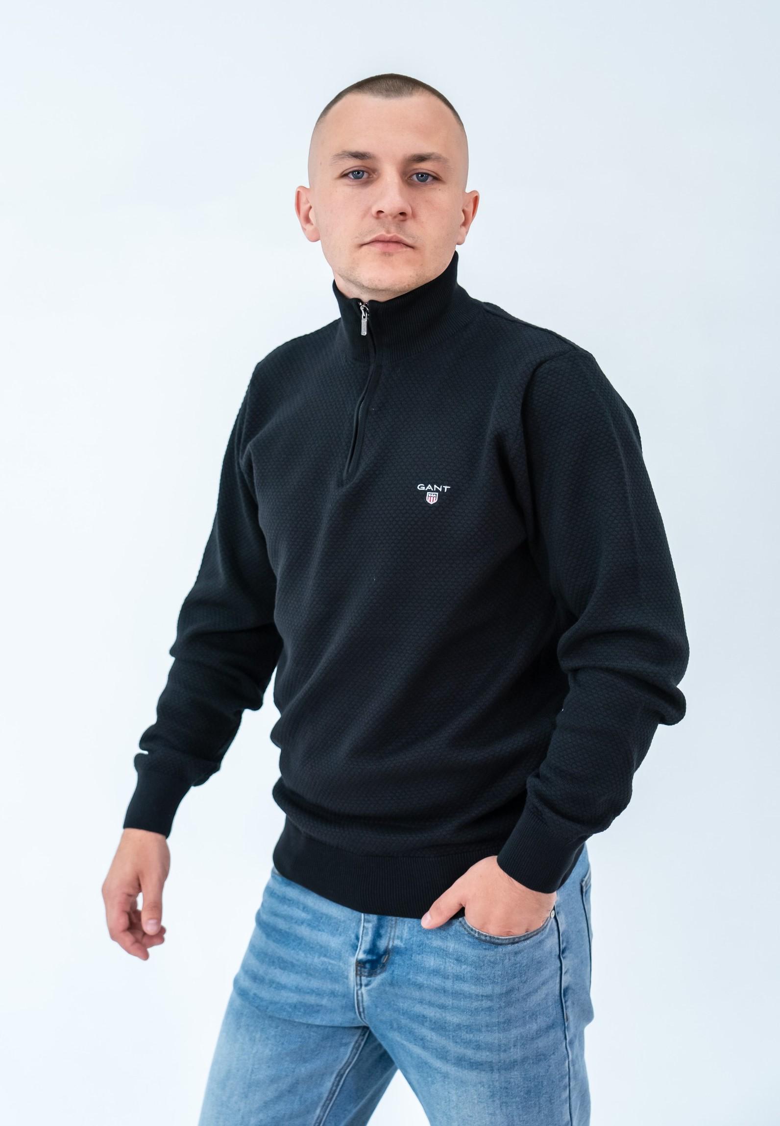 Кофта чоловіча Gant Men's Classic Cotton Half Zip Sweater 2XL (E-166 Black 2XL) - фото 1