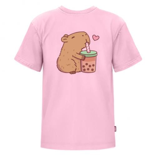 Футболка детская Premium Owi Boba tea capybara 140 см Розовый (16525908-7-188160-L)