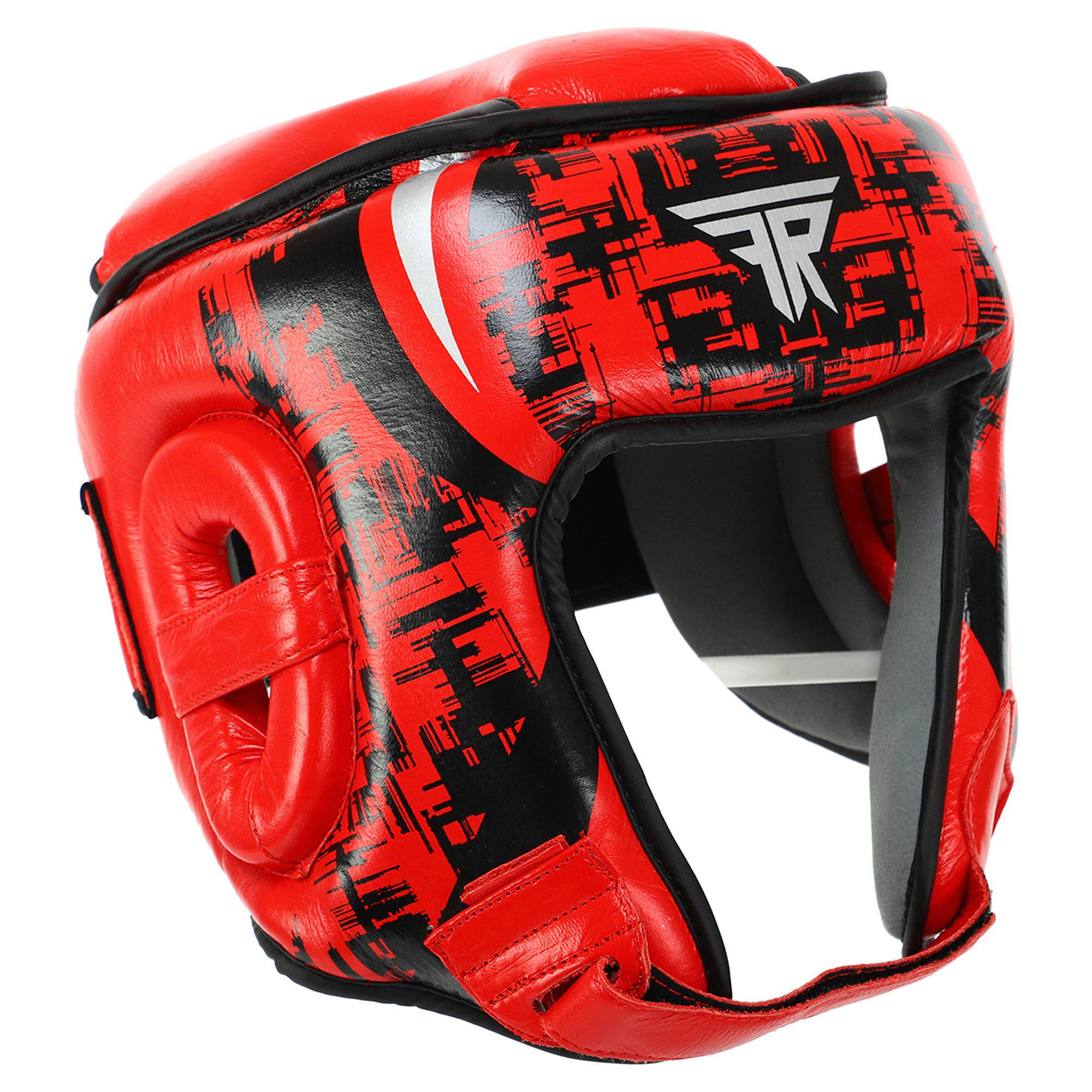 Шлем боксерский открытый FISTRAGE кожаный FURIOUS S Красно-черный (33229421)