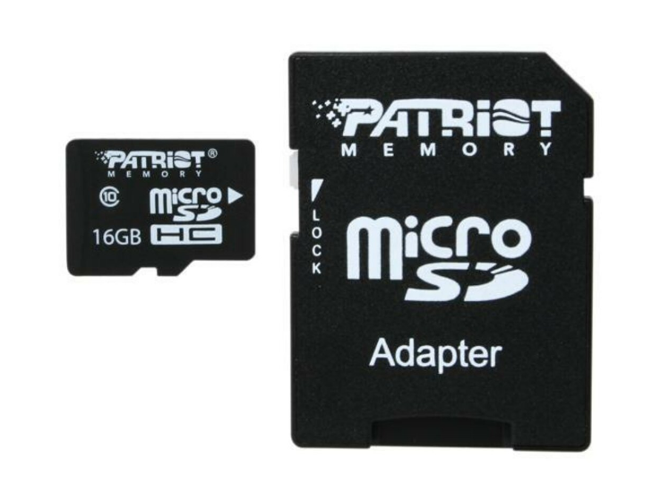 Карта памяти Patriot LX SERIES 16 Gb CLASS 10 ADAPTER С адаптером PSF16GMCSDHC10 (560946)