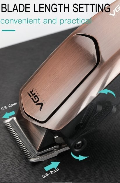 Машина для стрижки проводная VGR V-131 Pro 4 сменные насадки Коричневый (491204267) - фото 8