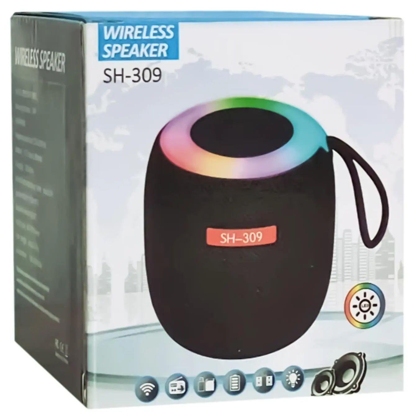 Портативна бездротова колонка SH-309 Bluetooth 5.3 з підсвічуванням і водонепроникністю IPX5 (opt-103814) - фото 4 Портативна бездротова колонка SH-309 Bluetooth 5.3 з підсвічуванням і водонепроникністю IPX5 (opt-103814) - фото 4