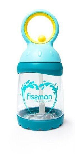 Пляшка для води з соломинкою Fissman 260 мл Блакитний (6855)