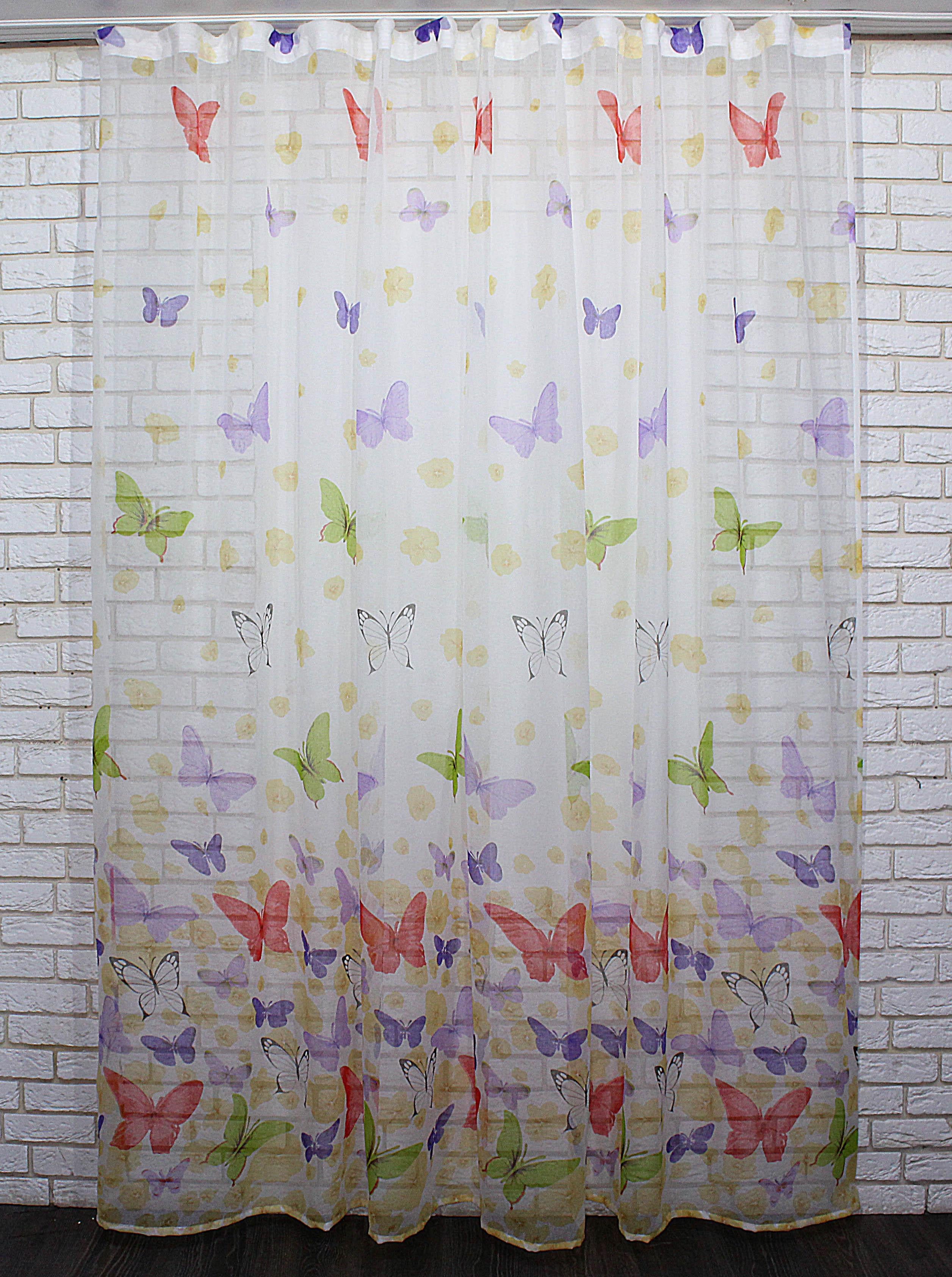 Тюль VR-Textil 911т Бабочки с принтом 300х270 см Разноцветный (42-0214)