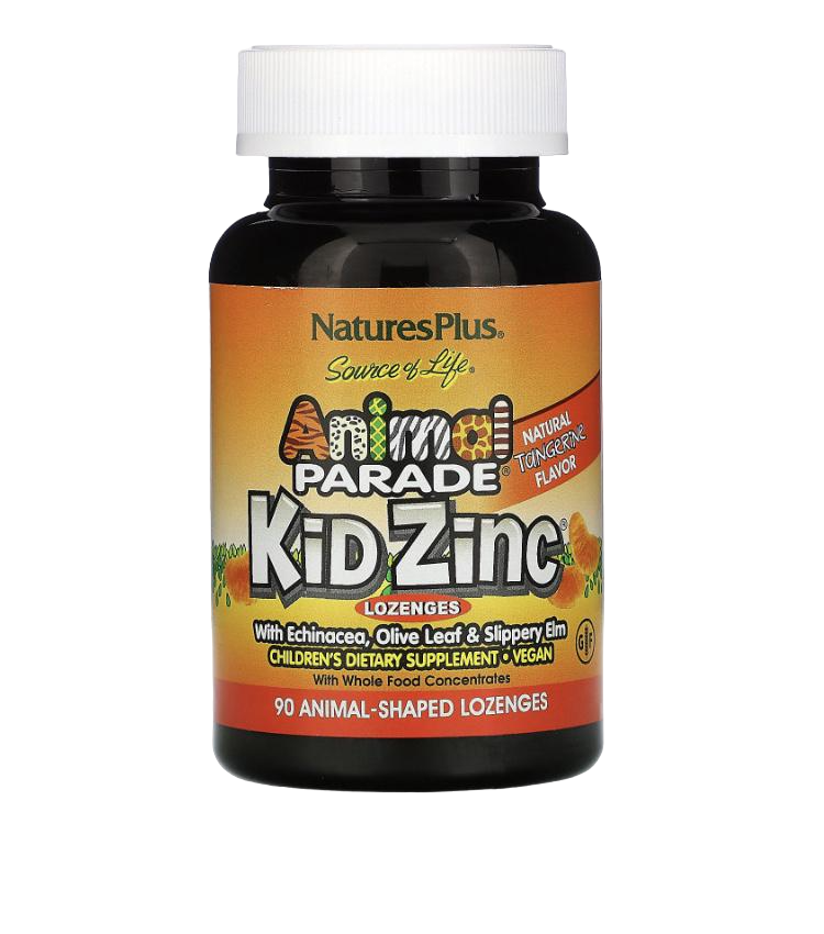 Пастилки для детей Nature's Plus Source of Life Animal Parade Kid Zinc с цинком в форме животных 90 пастилок Мандарин