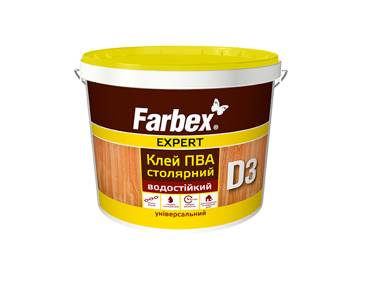 Клей ПВА D3 столярний Farbex 2,5 кг Білий