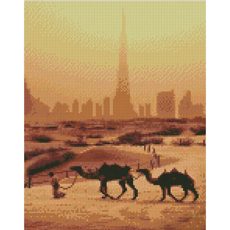 Алмазная мозаика на подрамнике Strateg Премиум Эмиратская пустыня 30x40 см (Str-KB068)