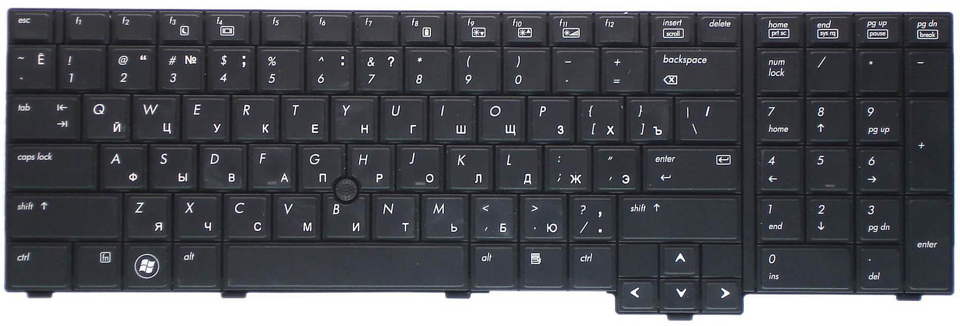 Клавиатура для ноутбука HP EliteBook 8740W Point Stick Black
