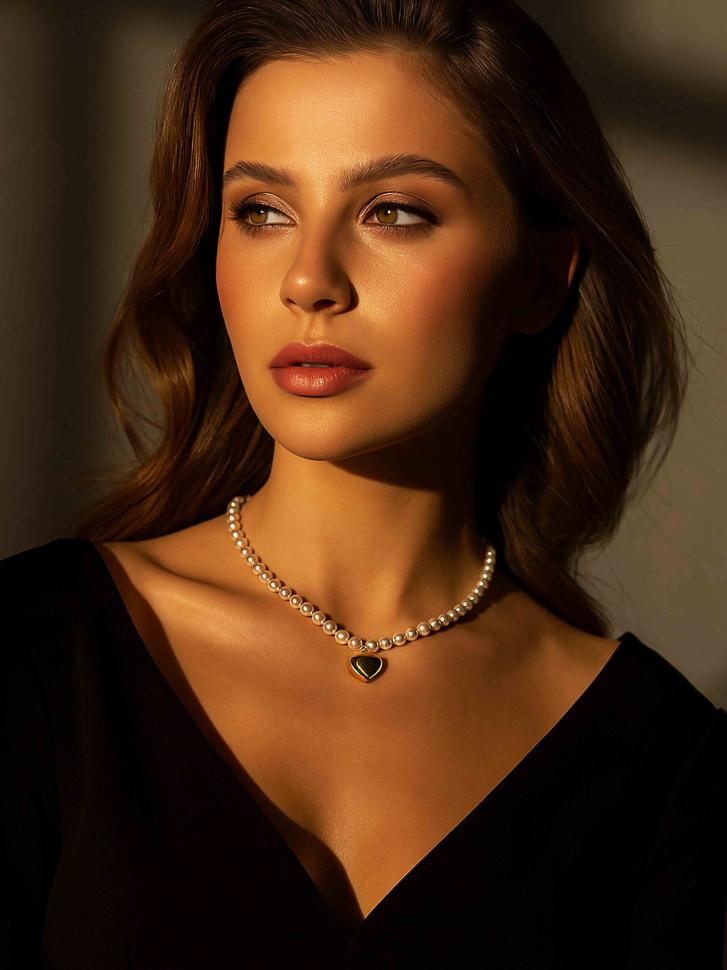 Кольє LeBijou із перлів Майорка з серцем (5453)