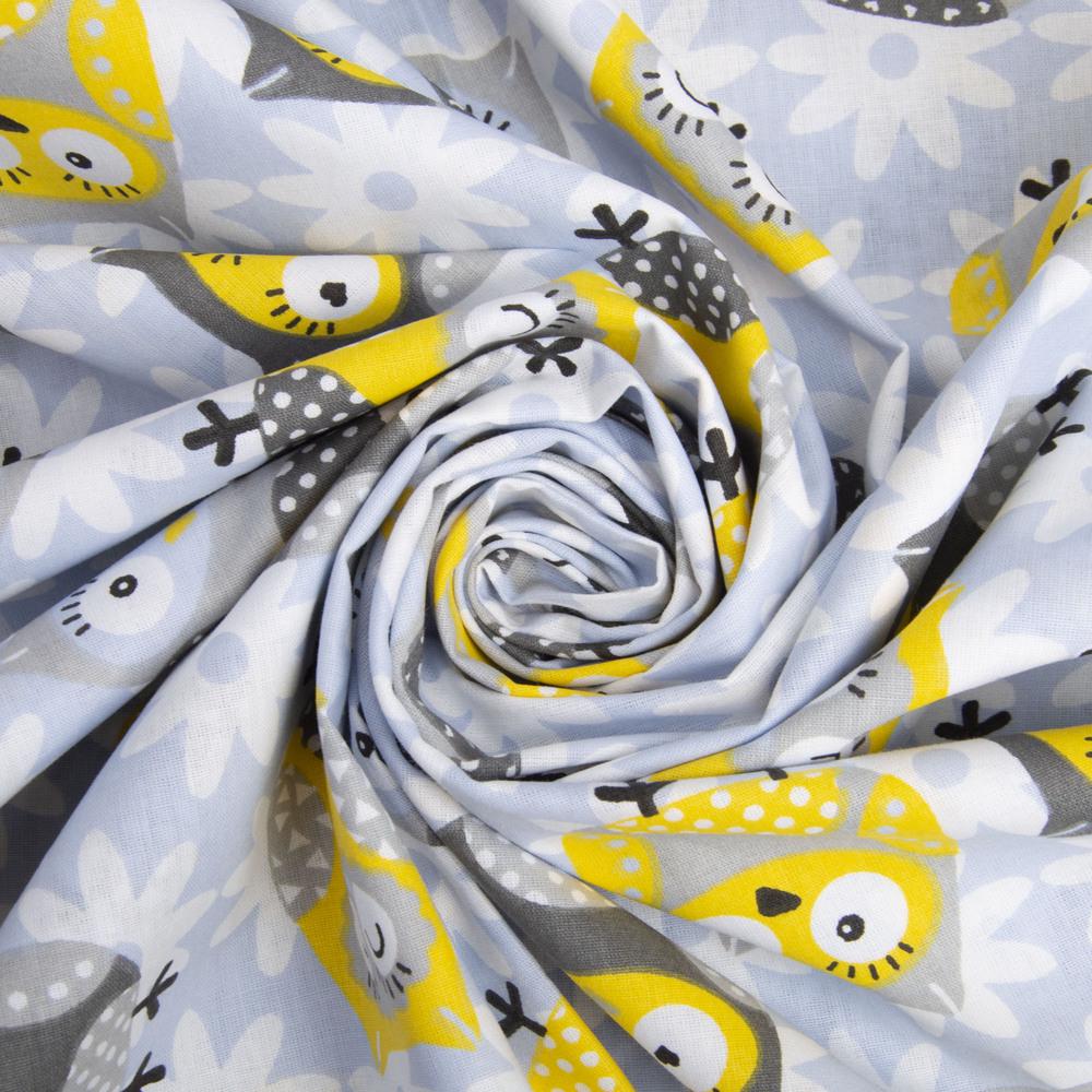 Ткань бязь ранфорс для постельного белья 5044/01 Совушка 2,4 м Голубой (22839)