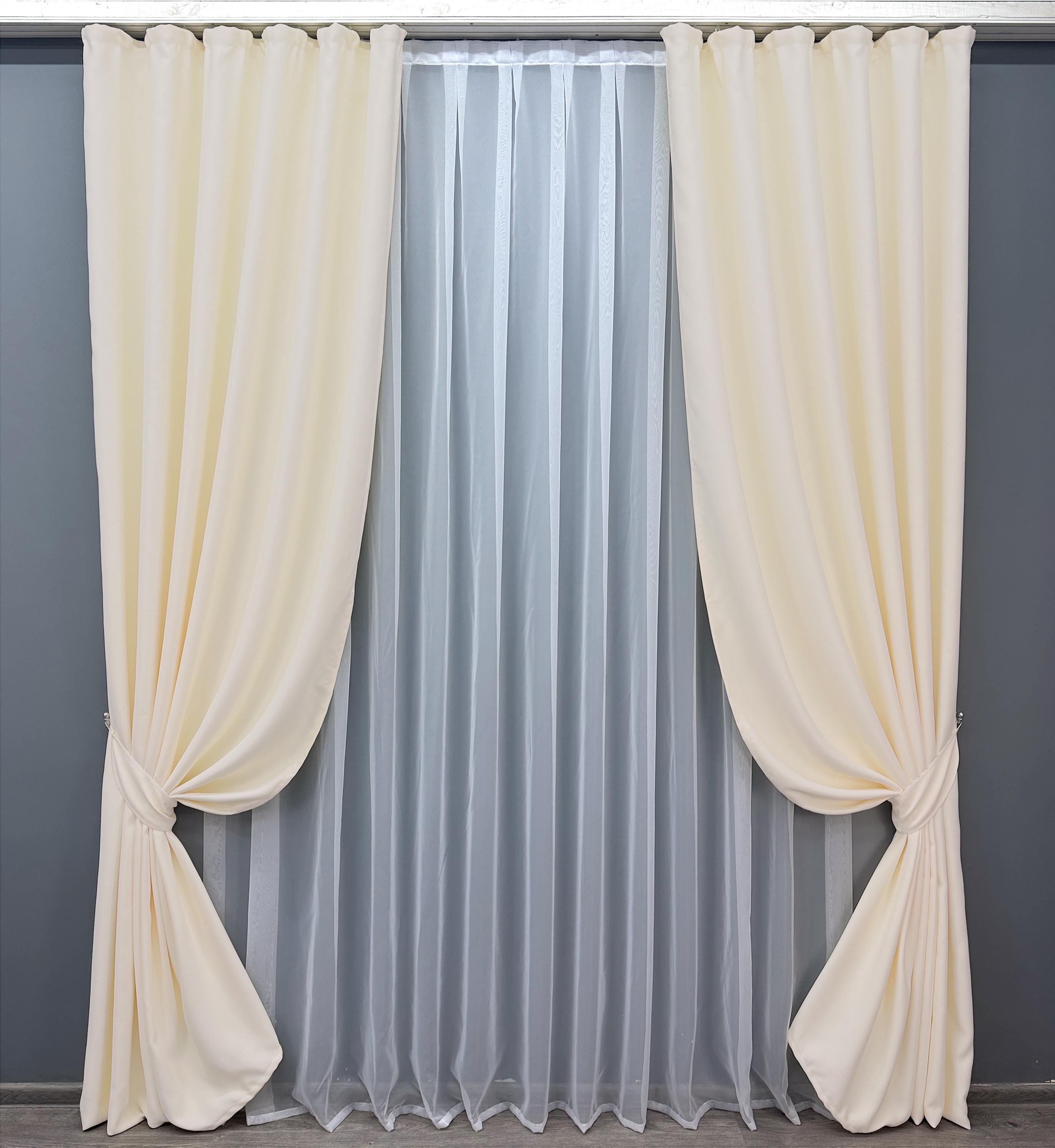 Комплект готовых штор VR-Textil Блэкаут Bagema Rvs № 1293ш 150х275 см 2 шт. Кремовый (33-0144)