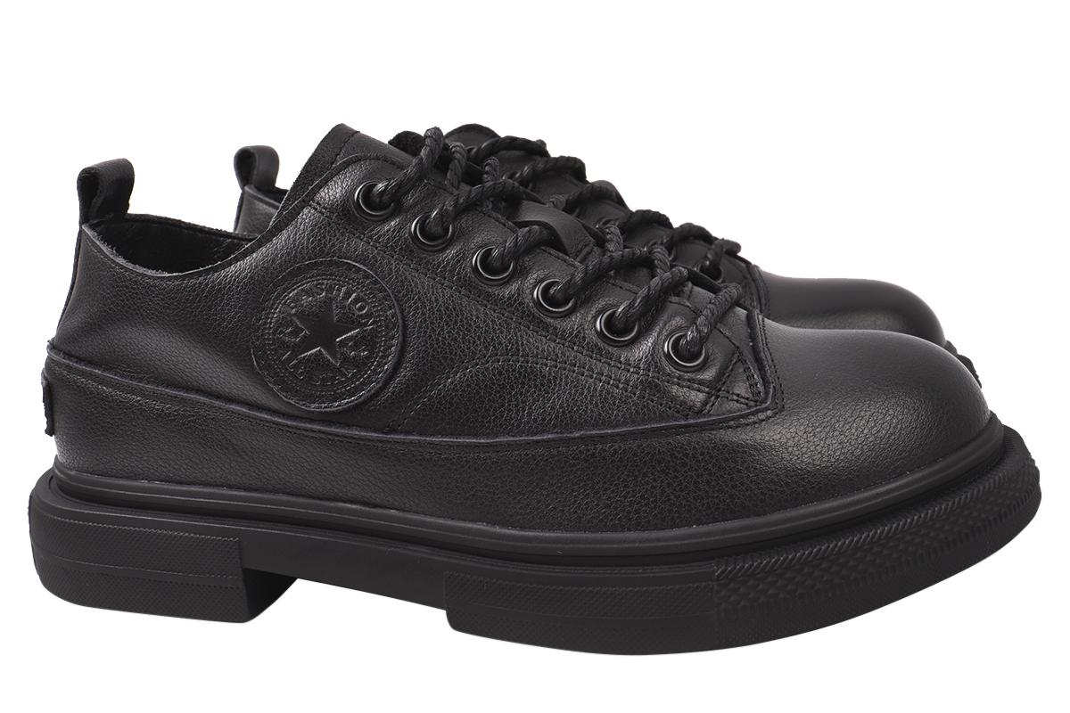 Туфли женские Berkonty из кожи на платформе на шнуровке р. 37 Черный (305-21/22DTC)