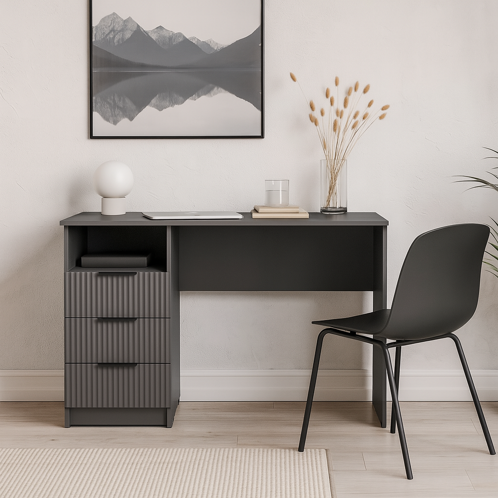 Стол письменный СП1 3Я SENAM 750х1100х600 мм корпус ДСП Серый Графит фасад МДФ краска RAL7012 Серый фрезеровка Плаше Грос