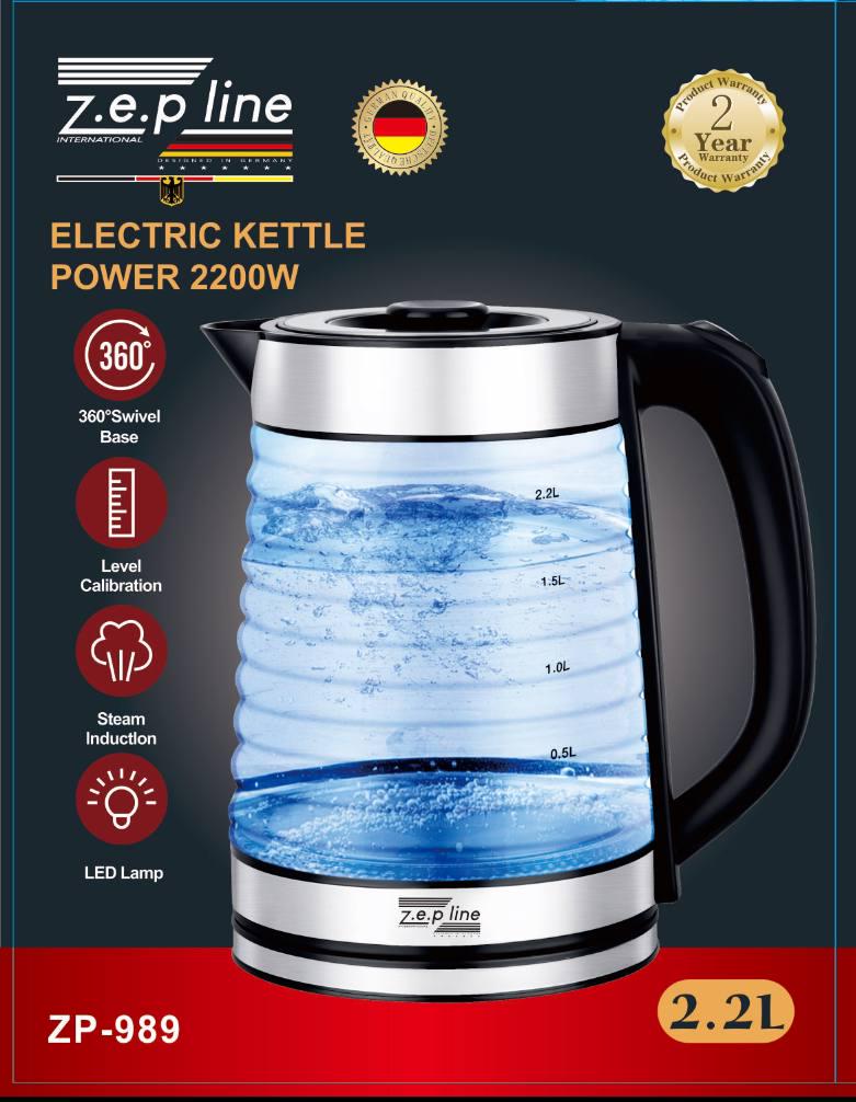 Електрочайник скляний Zepline ZP-989 2200 Вт - фото 4