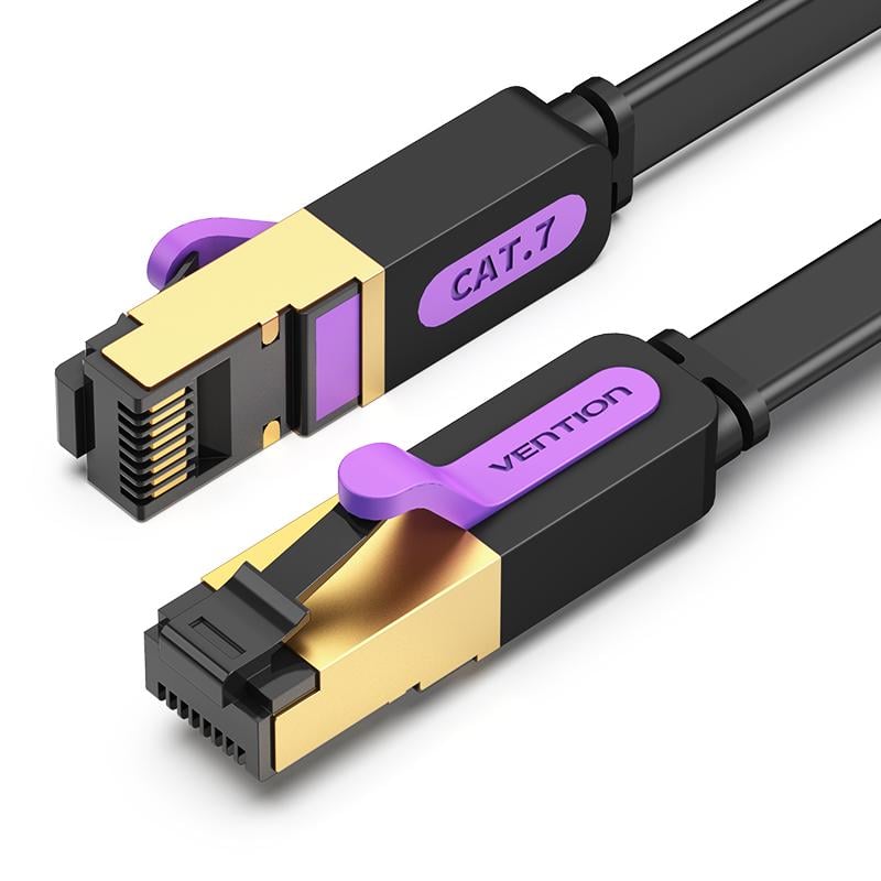 Патч-корд Vention 5 м Cat.7 RJ45 8P8C до 10 Гбит/с плоский 600 МГц экранирование алюминиевой фольгой Черный (ICABJ) Патч-корд Vention 5 м Cat.7 RJ45 8P8C до 10 Гбит/с плоский 600 МГц экранирование алюминиевой фольгой Черный (ICABJ)