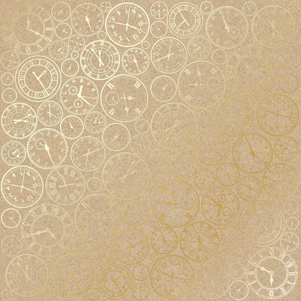 Лист паперу односторонній Golden Clocks із фольгуванням 30,5х30,5 см Kraft