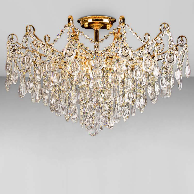 Люстра хрустальная потолочная Light House SH-18222/9 700х700х500 мм E14 Золотой