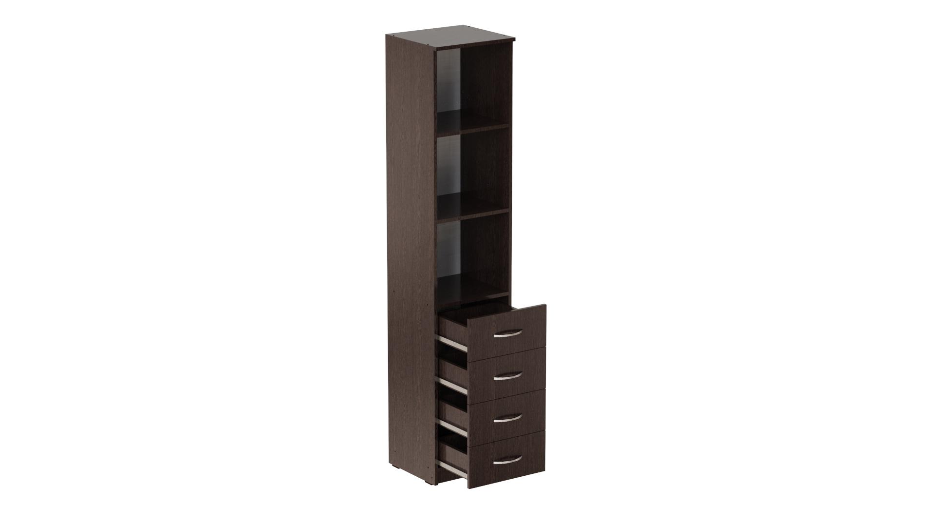 Пенал Ferrum-decor Анжело на 3 полки с 4 ящиками ДСП 16 мм 1900x400x380 мм Венге Магия (FRD-104925)