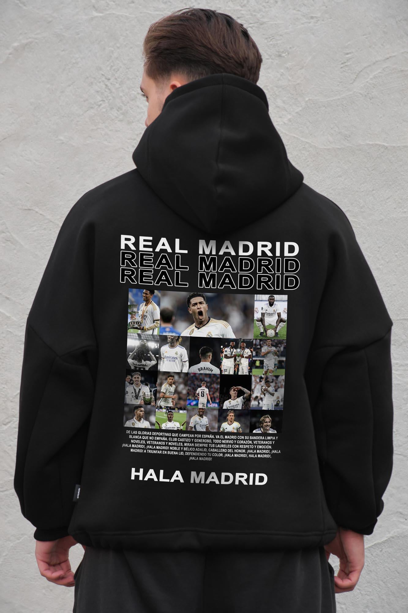 Худи на флисе с капюшоном и принтом оверсайз Without Real Madrid One size Black (8056519 8056520)