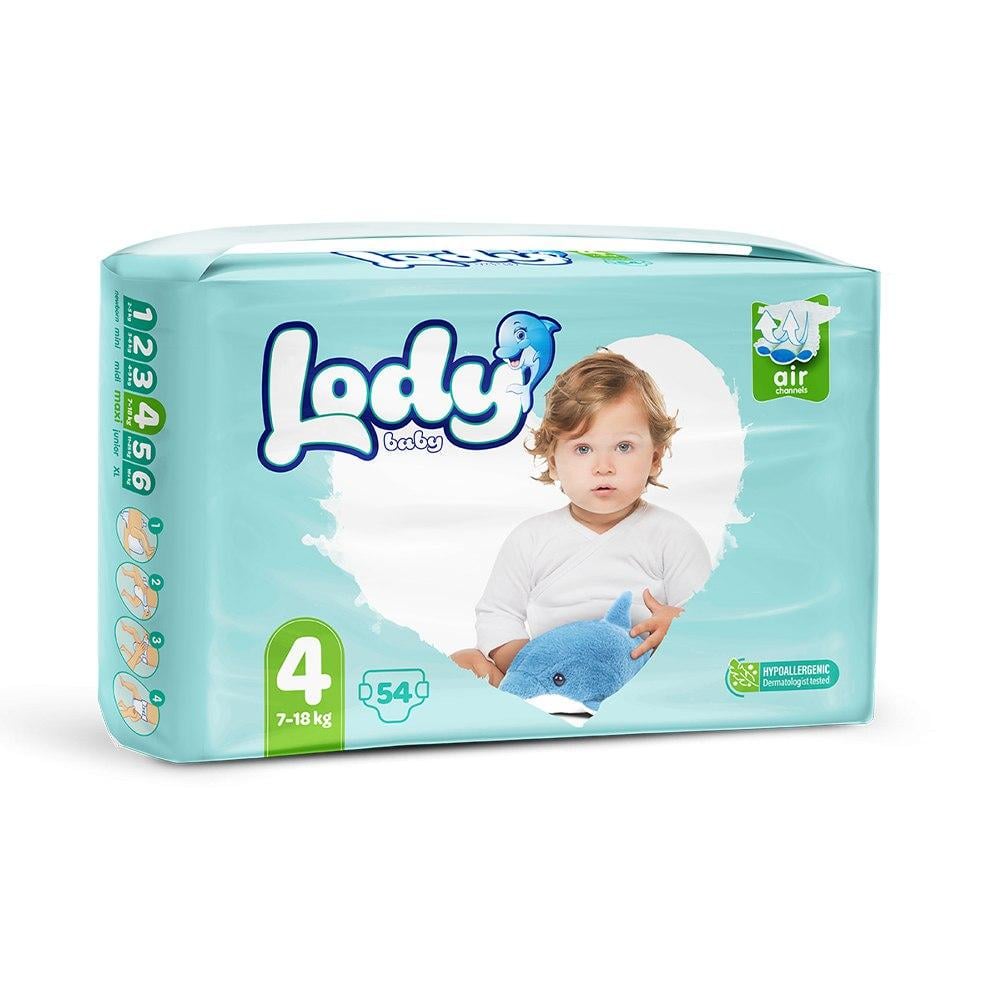 Подгузники детские дышащие LODY AIR JUMBO MAXI р. 4 7-18 кг 54 шт/уп. (000006639)