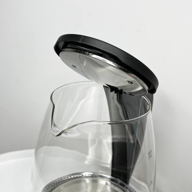 Чайник электрический Rainberg RB-2250 Led стеклянный 2200 Вт 2 л Черный (GR-04423) - фото 3 Чайник электрический Rainberg RB-2250 Led стеклянный 2200 Вт 2 л Черный (GR-04423) - фото 3