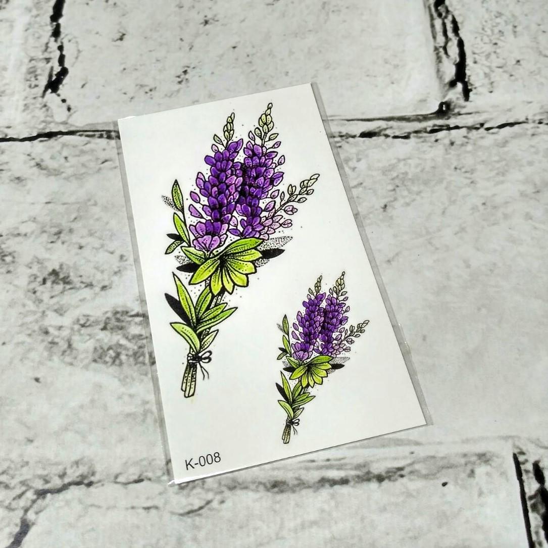 Тату временное Лаванда лист 6x10.5 см (K-008)