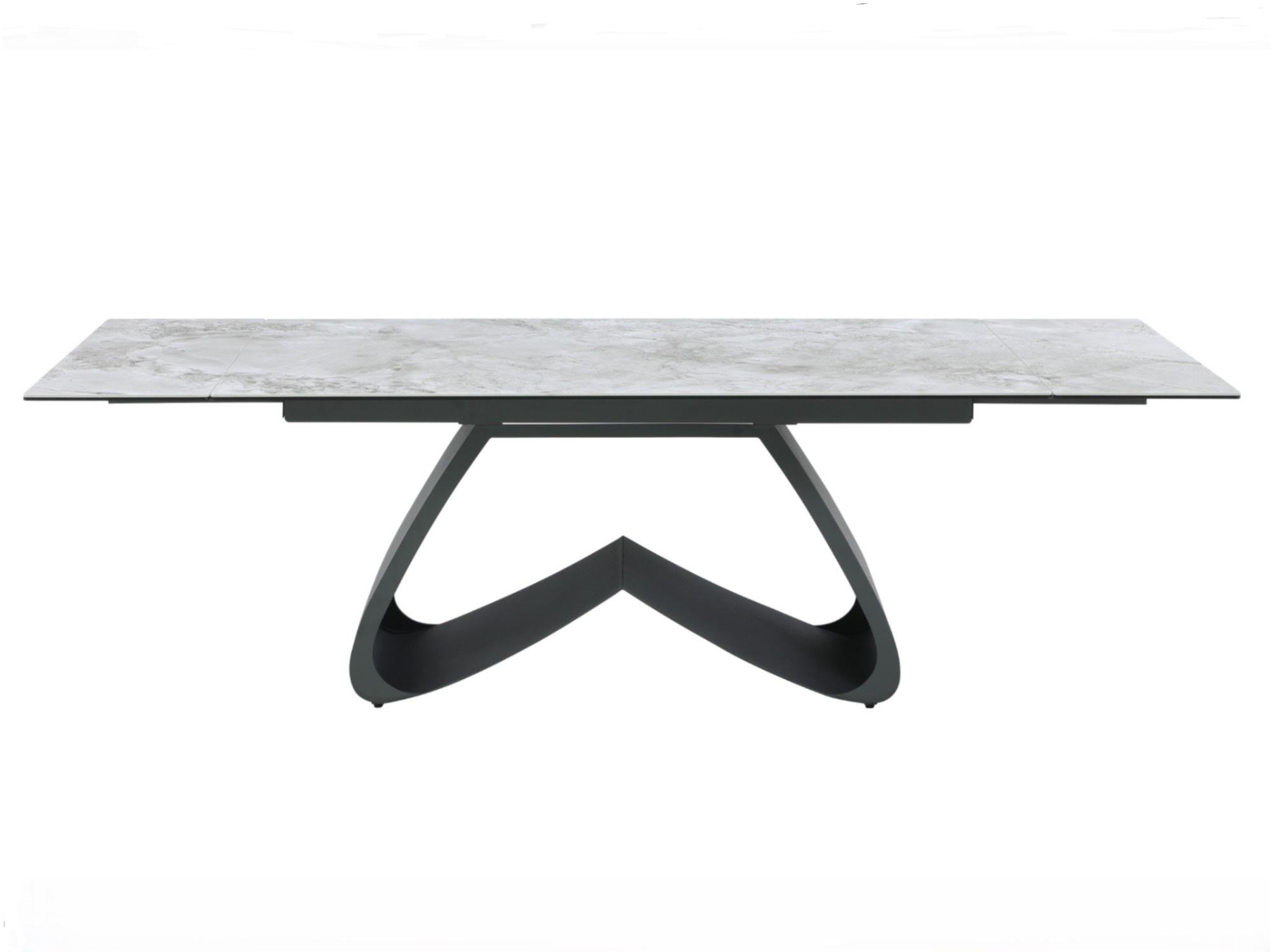 Обеденный стол раскладной Vetro Mebel TML-998 Орфео Сильвер вайт керамика/стекло 90х180/80 см Черный (TML-998-orfeo-silver-white/black) - фото 2 Обеденный стол раскладной Vetro Mebel TML-998 Орфео Сильвер вайт керамика/стекло 90х180/80 см Черный (TML-998-orfeo-silver-white/black) - фото 2