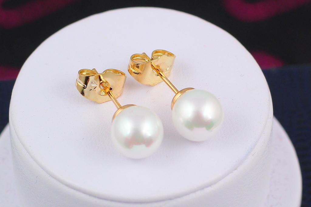 Серьги гвоздики Xuping Jewelry Жемчуг 8 мм Золотистый