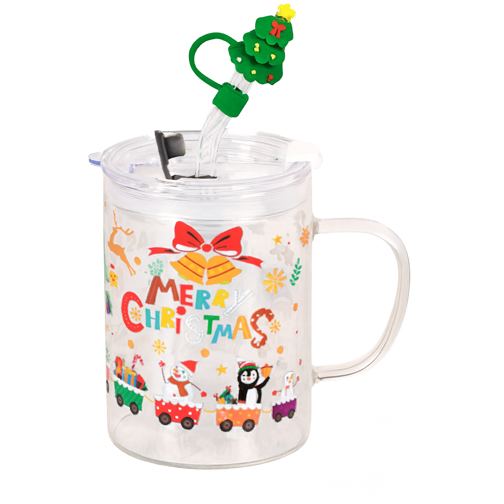 Чашка з трубочкою та кришкою Merry Christmas R37217 450 мл Прозорий (30492029)