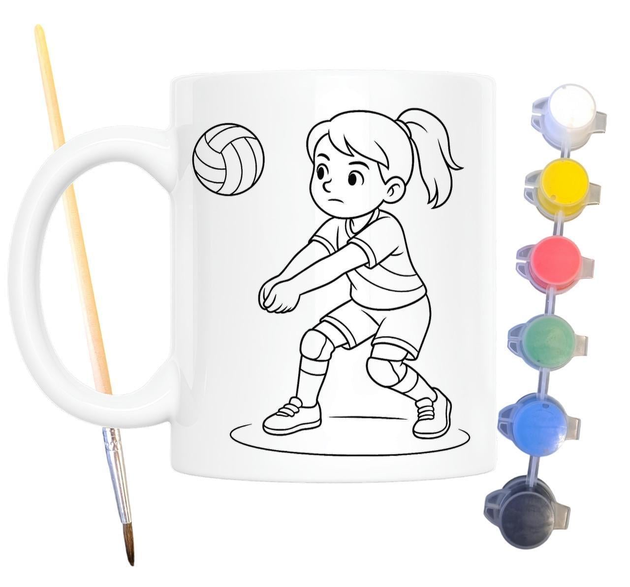 Набор для творчества кружка раскраска Волейбол 330 мл Белый (КР0110)