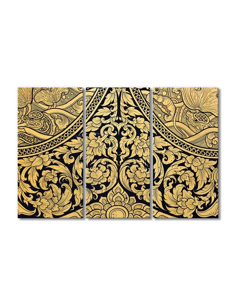 Картина модульная Позолоченный узор 3 модуля 90x135 см Картина модульная Позолоченный узор 3 модуля 90x135 см