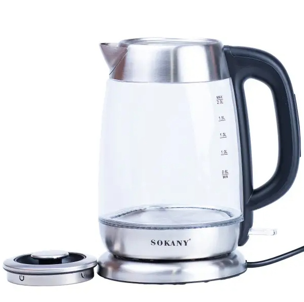 Електрочайник скляний Sokany SK-SH-1069 дисковий з підсвічуванням 2 л 2000 Вт - фото 2 Електрочайник скляний Sokany SK-SH-1069 дисковий з підсвічуванням 2 л 2000 Вт - фото 2