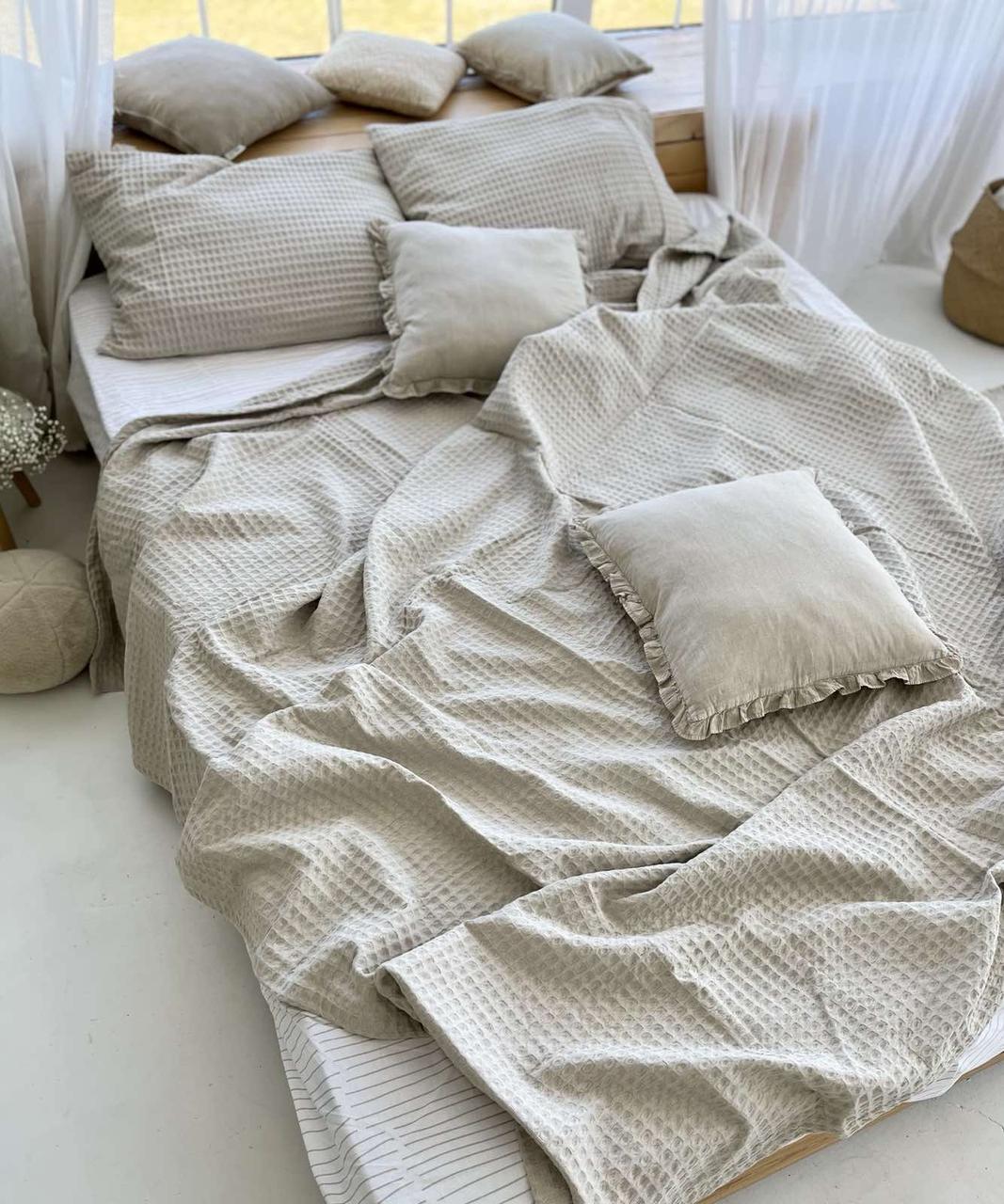 Покрывало ZEINTEX Greece вафельное 120х200 см Серо-бежевый (18094393) - фото 3 Покрывало ZEINTEX Greece вафельное 120х200 см Серо-бежевый (18094393) - фото 3