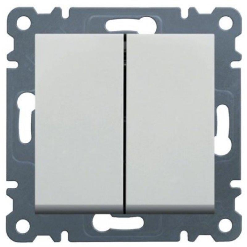 Вимикач 2-клавішний Hager Lumina 10АХ/230В Білий (WL0040)