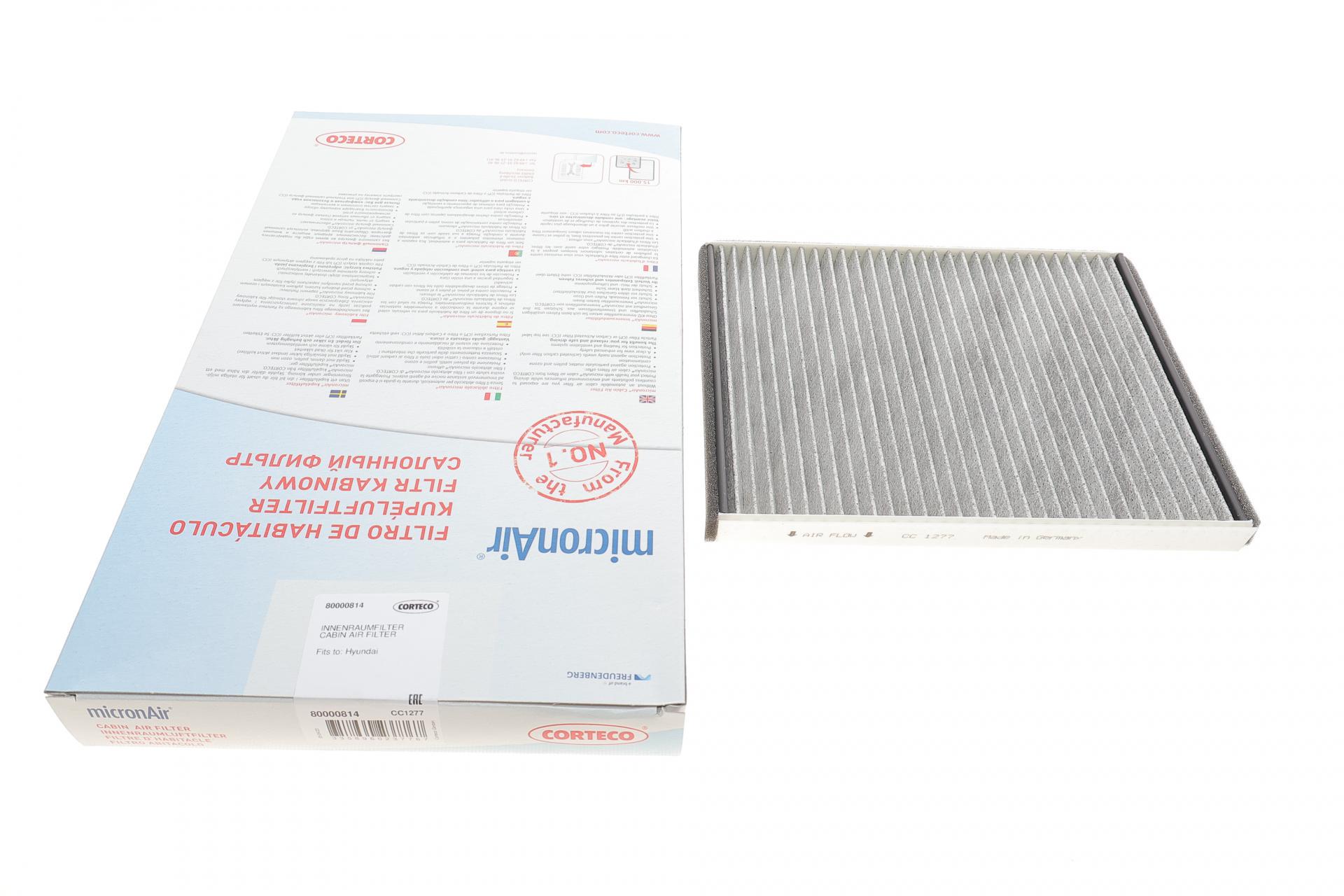 Фильтр салона CORTECO для Hyundai Accent III 05-10/i30 11-/KIA Ceed 12- угольный (80000814)