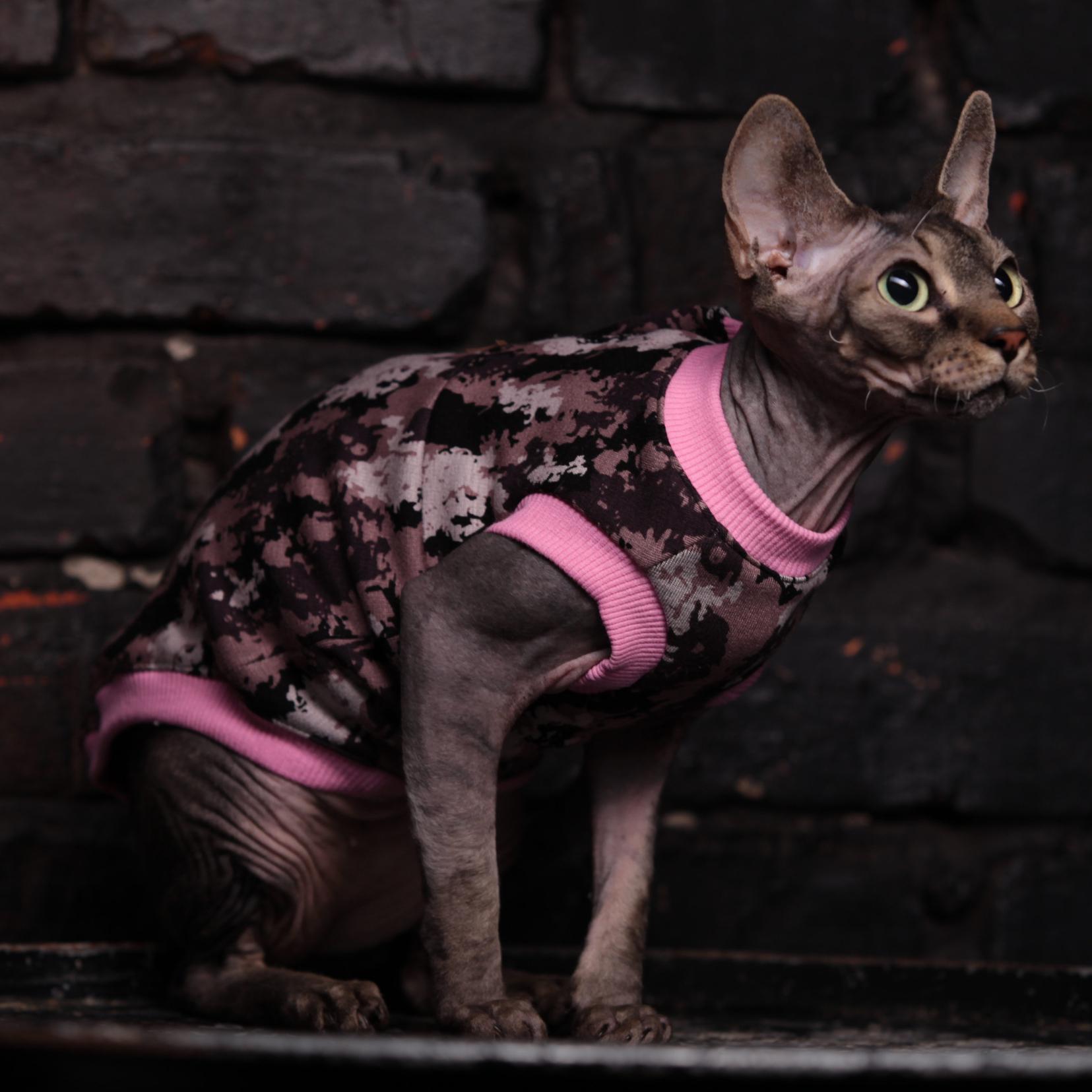 Майка для кошек без рукава Style Pets S Camo pink (445S) - фото 8