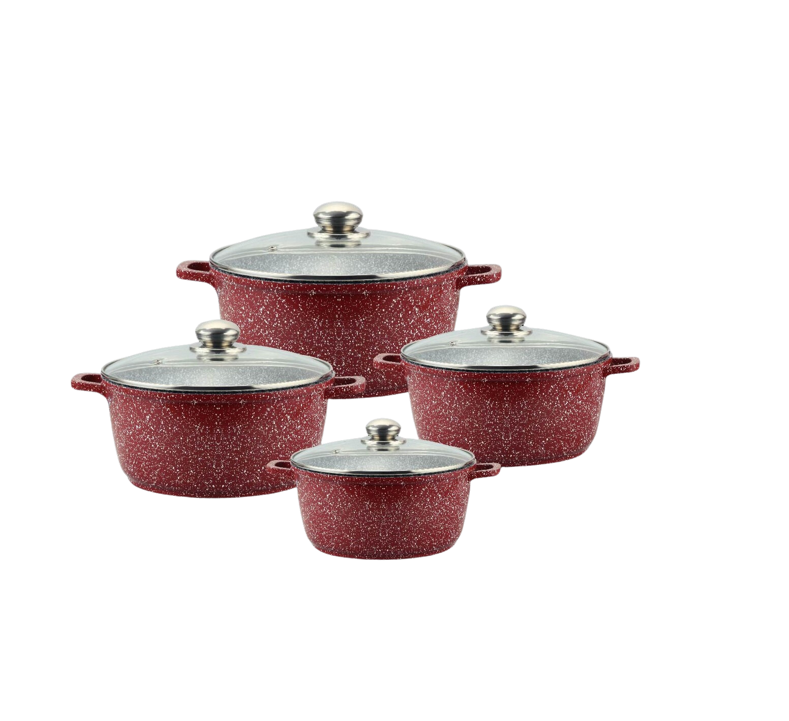 Набор кастрюль Benson BN-380 из литого алюминия и гранитным антипригарным покрытием 8 пр. 1,5/2,2/3,2/4,2 л Красный с белым (BN-380)