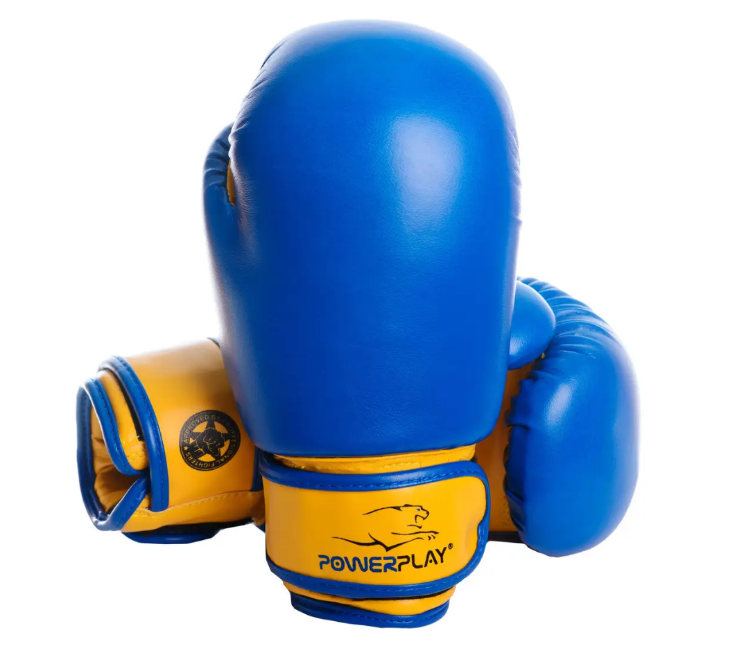 Боксерские перчатки PowerPlay 8 унций Сине-желтый (3004 JR)