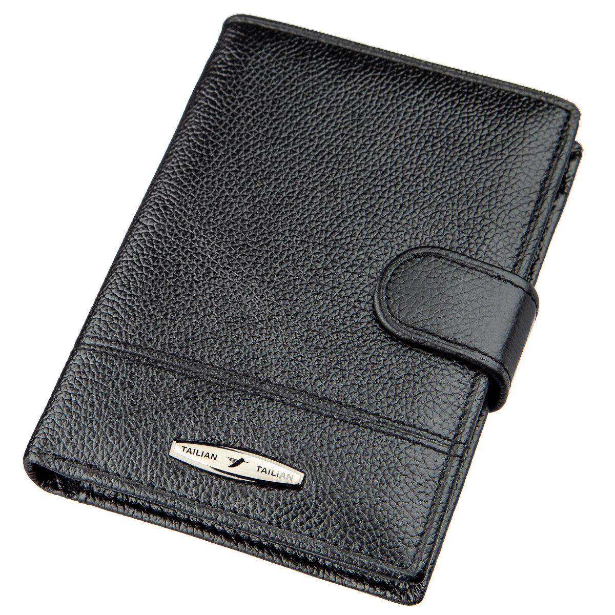 Кошелек мужской Tailian 18987 кожаный со встроенной кредитницей Черный