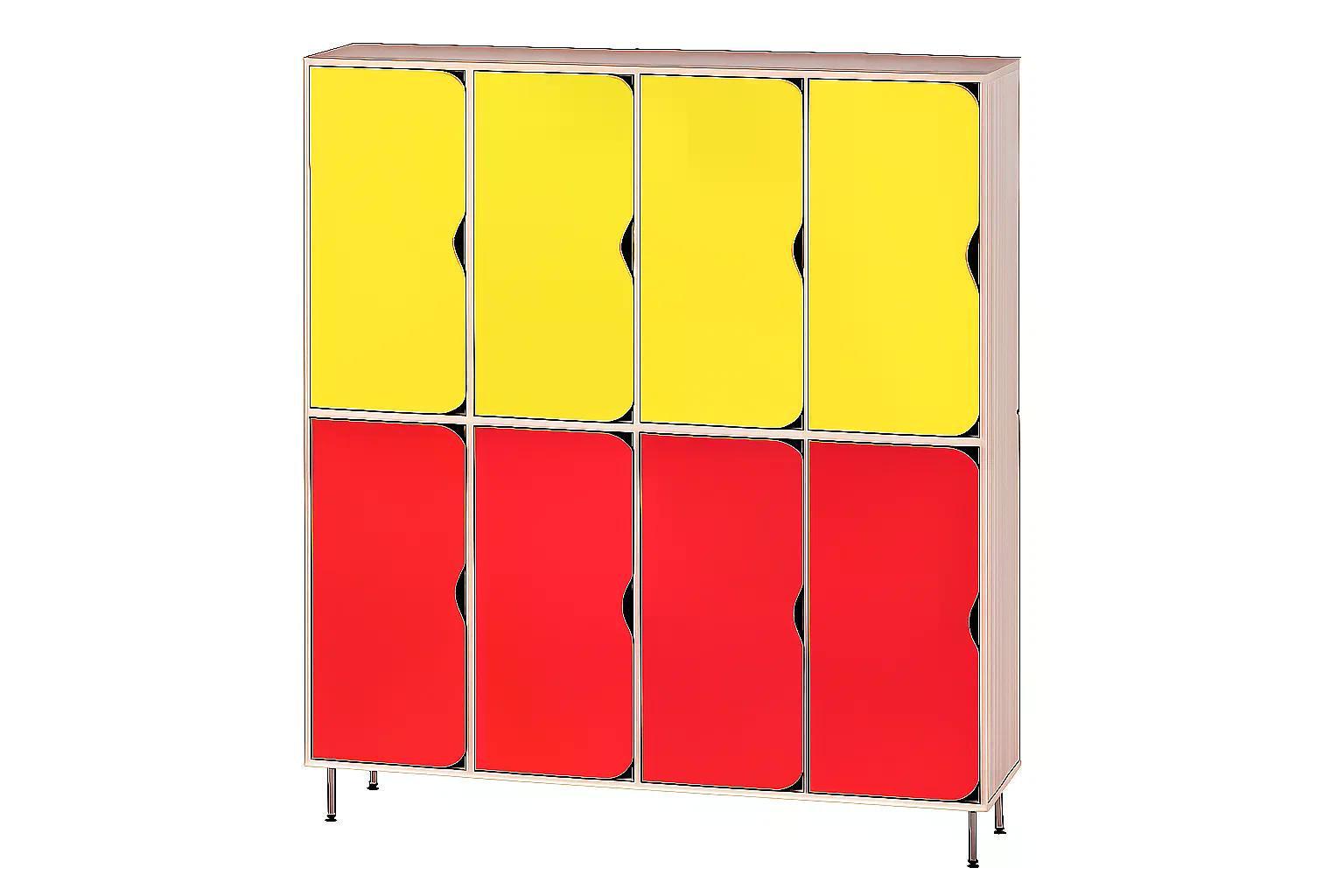 Шкаф 8-секций DS-56 на металлических регулируемых опорах Желтый/Красный