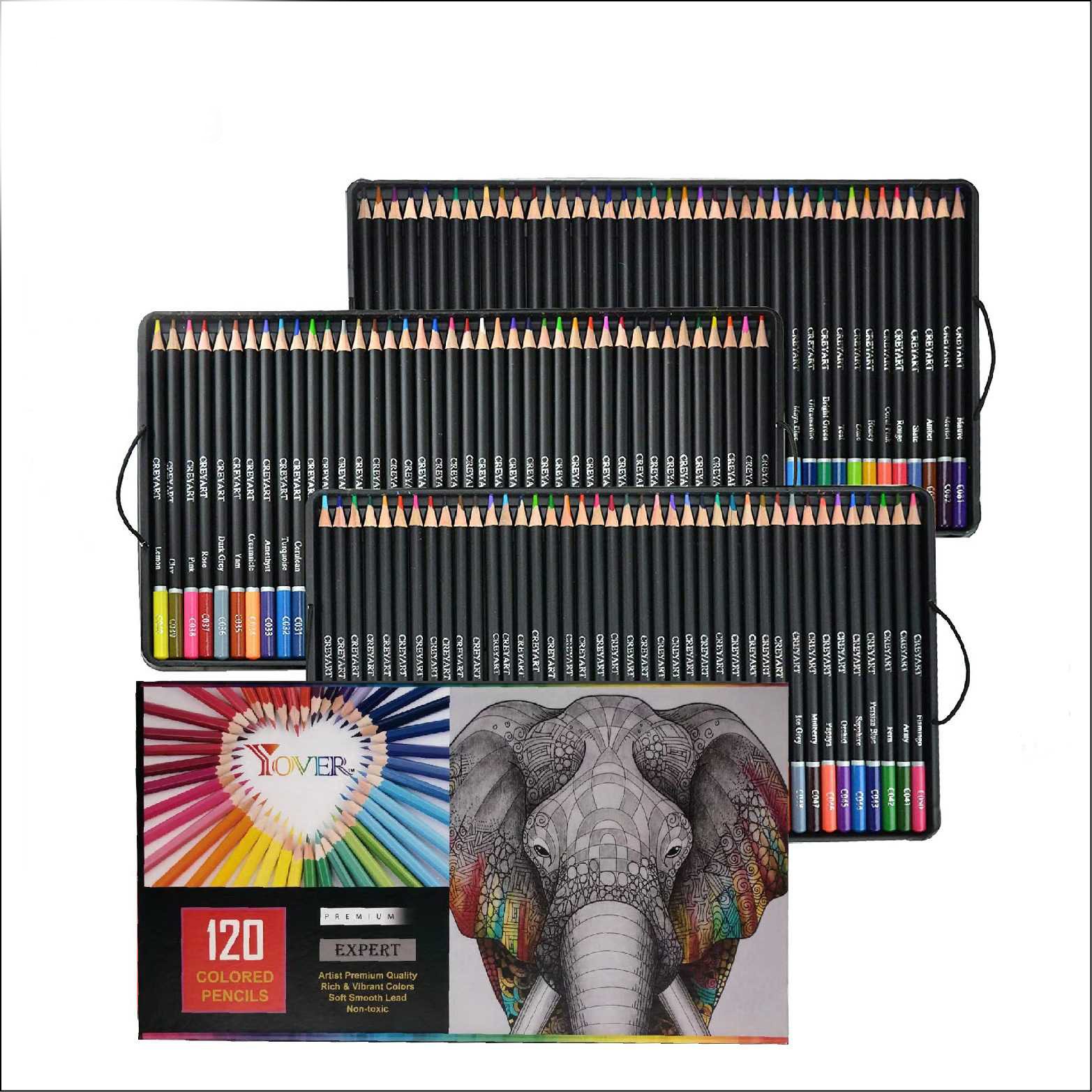 Набор цветных карандашей Yover Expert 120 шт. (RNG-20202) - фото 6 Набор цветных карандашей Yover Expert 120 шт. (RNG-20202) - фото 6