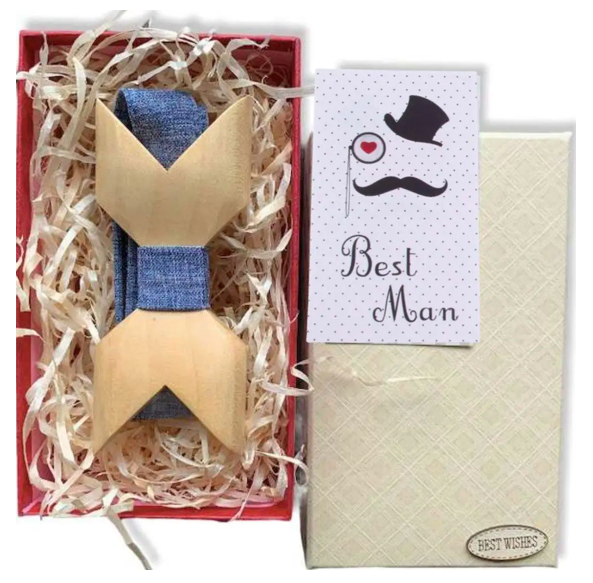 Метелик-краватка дерев'яна об'ємна в подарунковій упаковці (8071-ВМ)