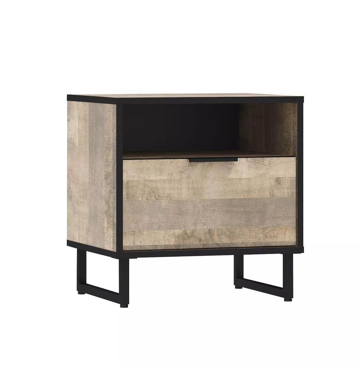 Тумба прикроватная с ящиком и полкой 483x505x400 Дуб гранж песочный (mf-11-gr) - фото 1 Тумба прикроватная с ящиком и полкой 483x505x400 Дуб гранж песочный (mf-11-gr) - фото 1