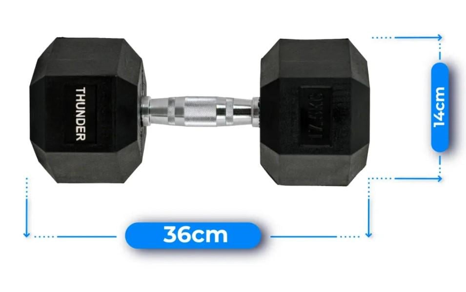 Гантель шестигранный Thunder 17,5 кг (HEXAGONAL-DUMBBELLS-17,5K) - фото 4