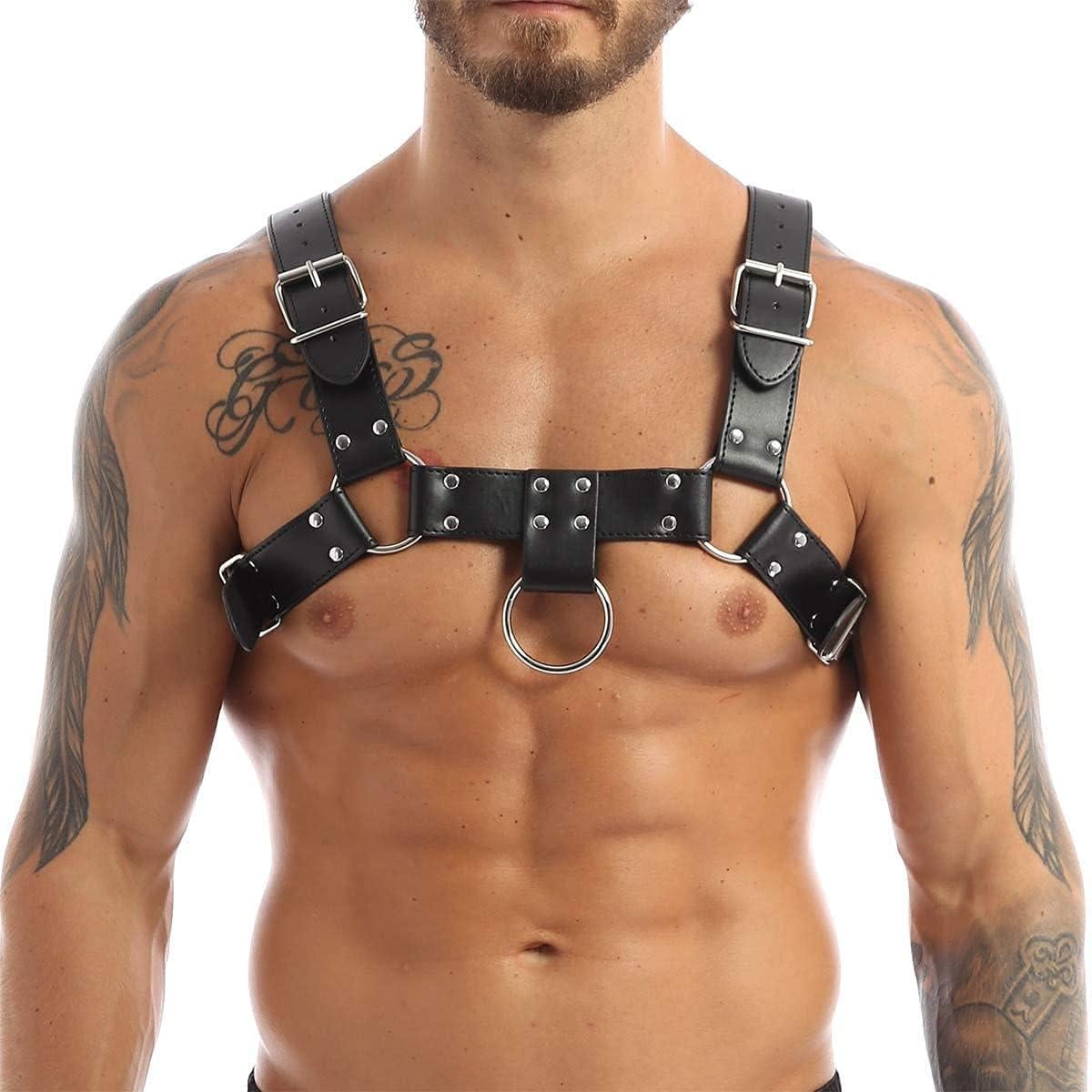 Портупея для BDSM из искусственной кожи для мужчин Черный (OL-SX212)
