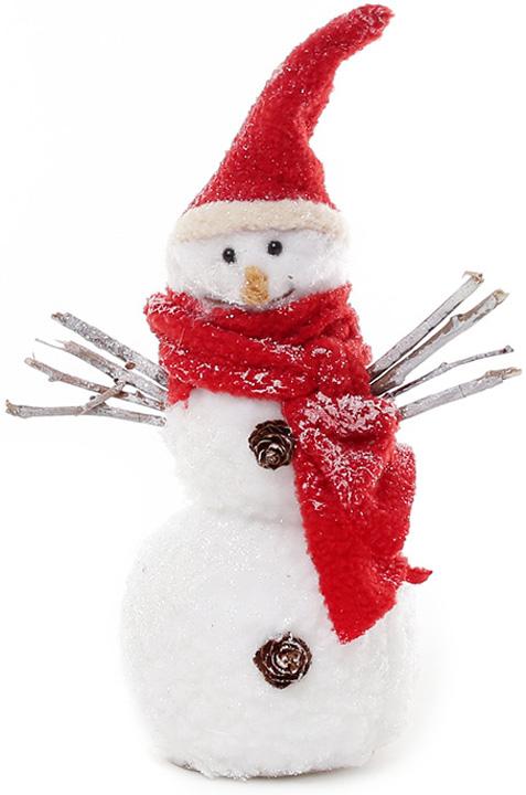 Новогодняя декоративная фигурка Снеговик в красном шарфе 19 см (BD-758-285)