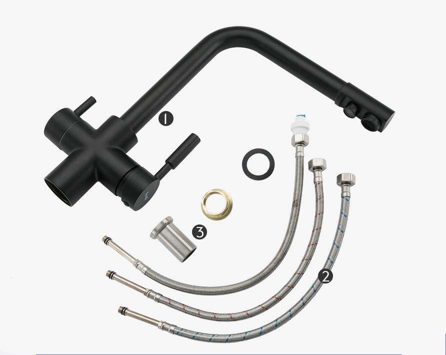 Змішувач для кухні Frap H52 F4352-6 на дві води Чорний - фото 4 Змішувач для кухні Frap H52 F4352-6 на дві води Чорний - фото 4