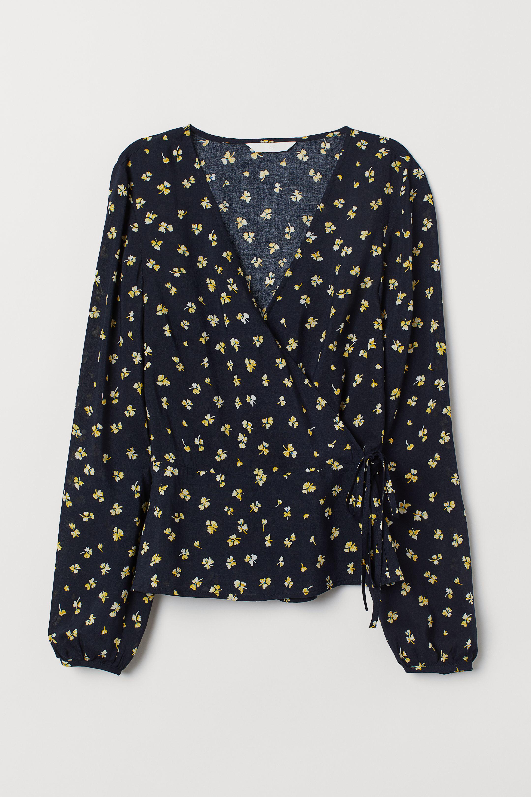 Блуза H&M Цветы р. 36 Темно-синий (7399749) - фото 2 Блуза H&M Цветы р. 36 Темно-синий (7399749) - фото 2